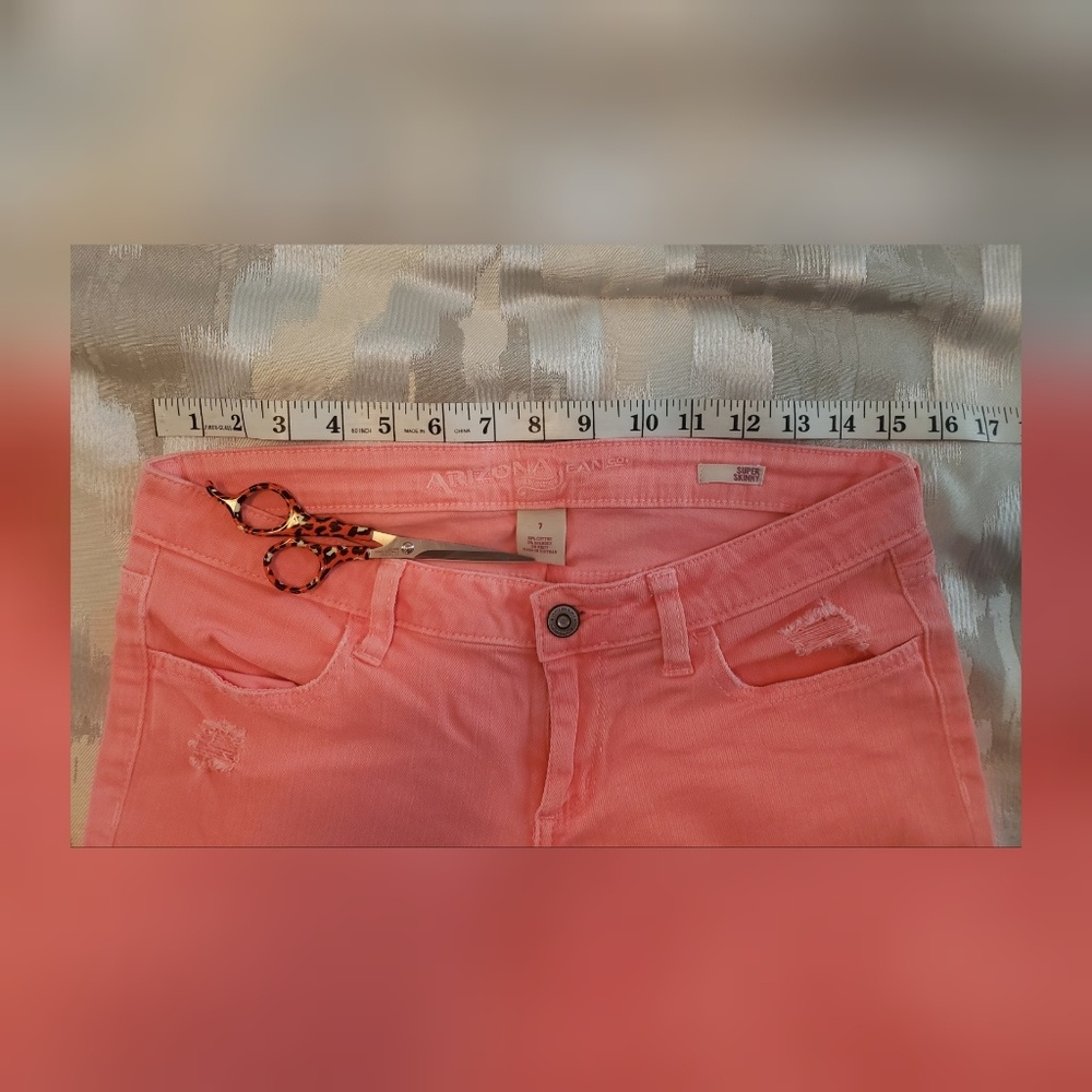 Hot Pink/Coral Skinny Jeans - Picture 3 of 5